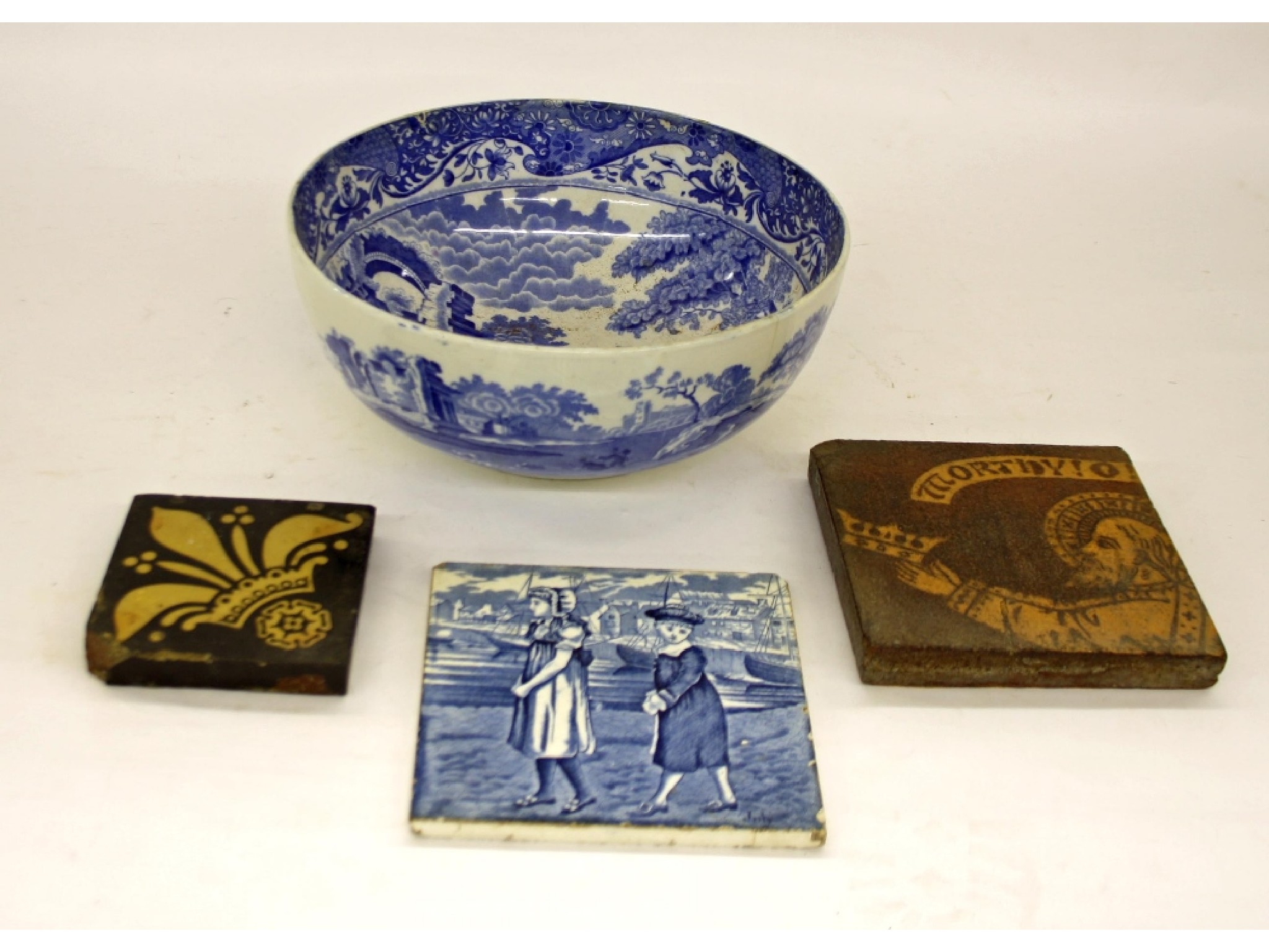 Appraisal: Wedgwood blue and white 'Old English' July tile together with