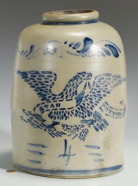 Appraisal: PA Star Pottery Stoneware Eagle Jar Star Pottery Greensboro Pennsylvania