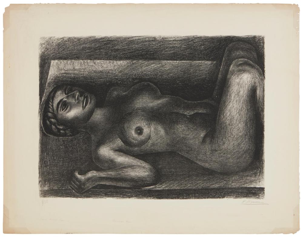 Appraisal: David Alfaro Siqueiros - Mexican Desnudo Acostado Lithograph on paper