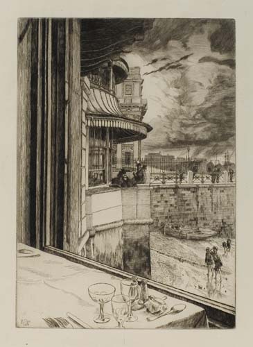 Appraisal: JAMES JACQUES TISSOT Trafalgar Tavern Greenwich Etching and drypoint on