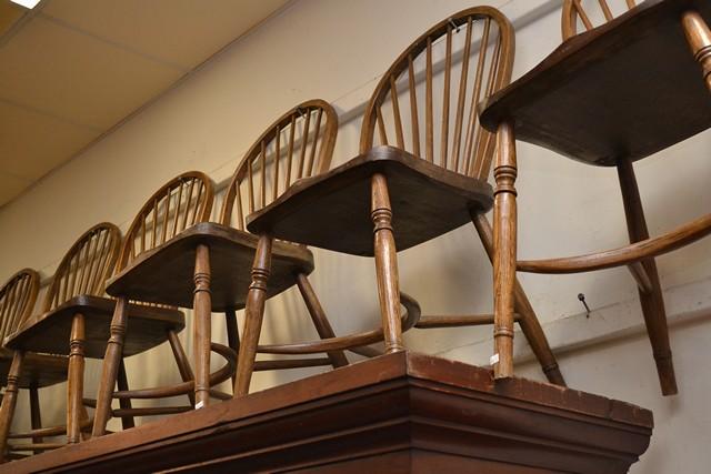 Appraisal: SET OF EIGHT PROVINCIAL STYLE OAK WINDSOR CHAIRS SET OF