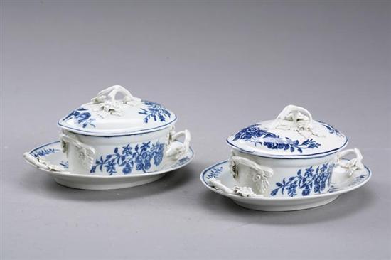 Appraisal: PAIR OF COVERED BUTTER DISHES WITH UNDERPLATES Caughley English mid