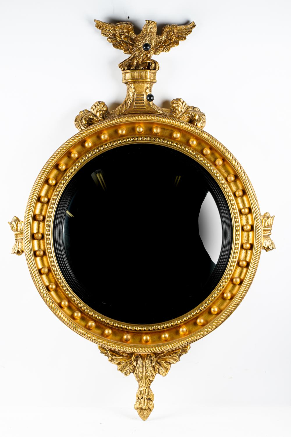 Appraisal: FEDERAL-STYLE GILTWOOD BULL'S EYE MIRROR x inches Condition