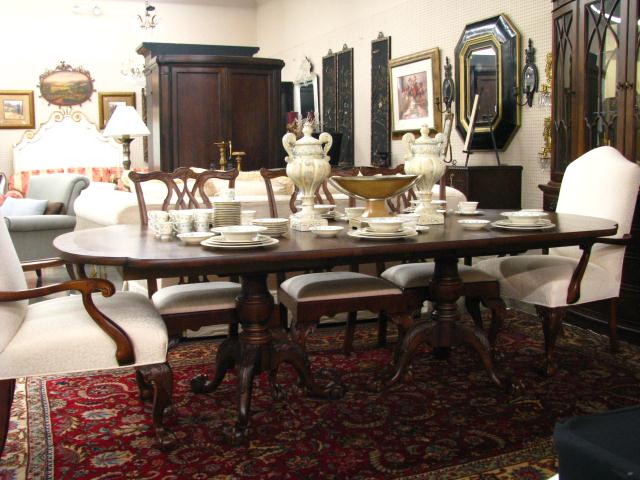 Appraisal: Century Furniture Dining table with one leaf and eight chairs