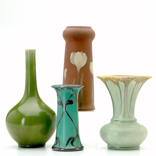 Appraisal: CLIFTON Four vases three in Crystal Patina glaze one of