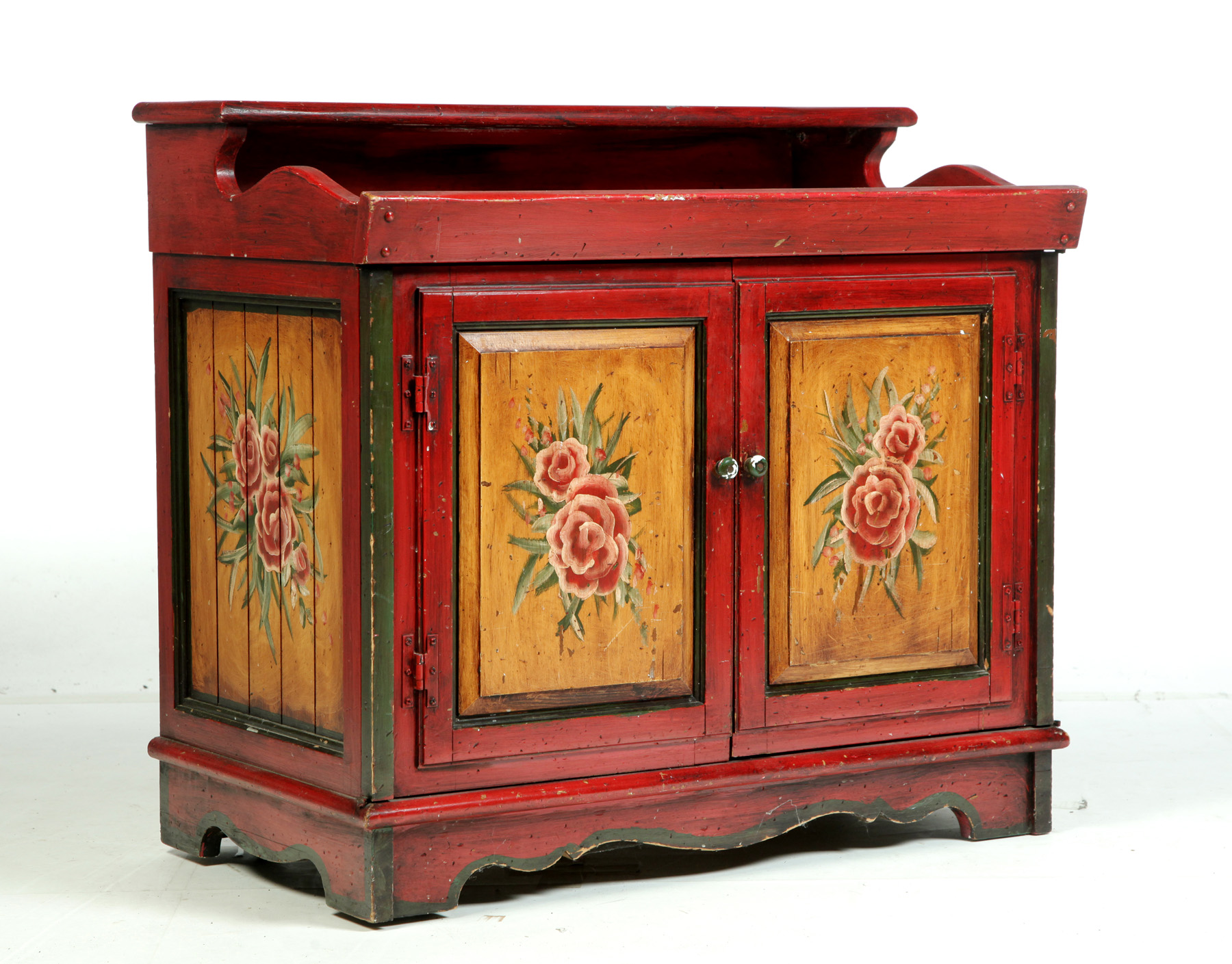 Appraisal: PAINTED DRYSINK American nd half- th century Distressed red paint