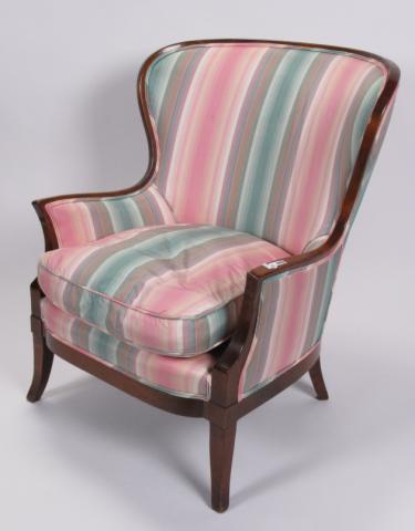 Appraisal: Upholstered decorator club chair with hardwood frame and down filled