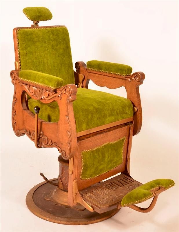 Appraisal: Victorian Oak and Brass Hydraulic Barber Chair Victorian Oak and