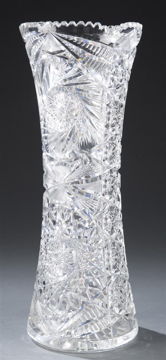 Appraisal: Large cut crystal vase with star and pin wheel pattern