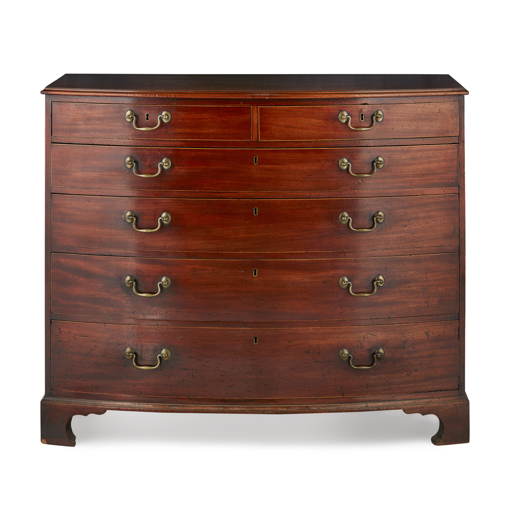 Appraisal: GOOD GEORGE III MAHOGANY BOWFRONT CHEST OF DRAWERS TH CENTURY