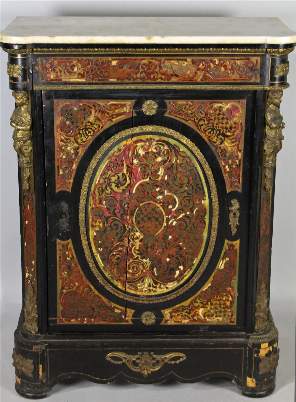 Appraisal: EUROPEAN BOULLE PIER CABINET WITH FIGURAL MOUNTS AND EMBELLISHMENTS AND