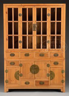 Appraisal: CHINESE STYLE GLASS FRONT DISPLAY CABINET CHINESE STYLE GLASS FRONT