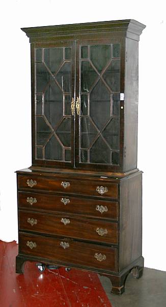 Appraisal: A George III mahogany bookcase on associated chest third quarter