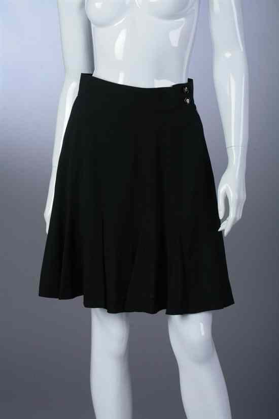 Appraisal: CHANEL WOOL AND SILK BLACK PLEATED SKIRT s