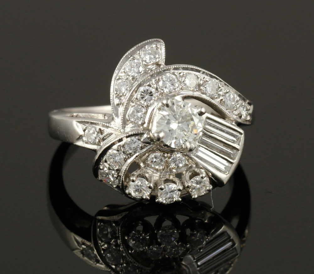 Appraisal: - Ladies' Platinum and Diamond Ring Ladies' platinum and diamond