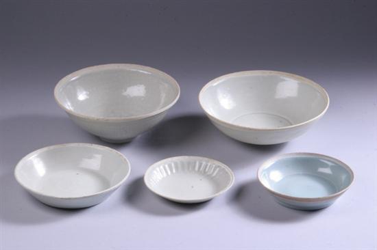 Appraisal: FIVE CHINESE QINGBAI DISHES Song Dynasty With lotus petal decoration