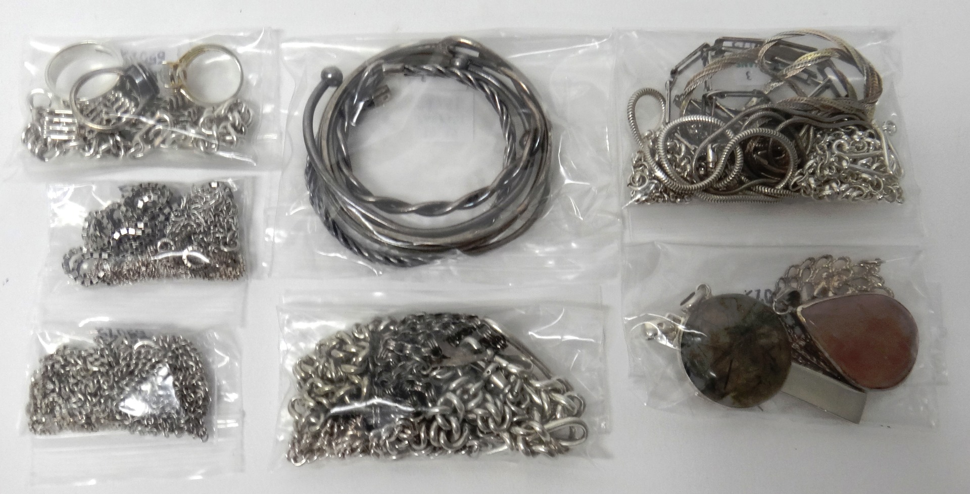 Appraisal: Mostly silver jewellery comprising fourteen necklaces and neckchains six watch