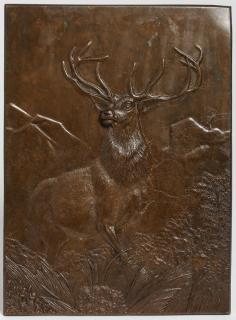 Appraisal: Vintage Bronze Plaque The Monarch of the Glen After the