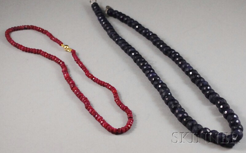 Appraisal: Two Beaded Gemstone Necklaces both faceted and graduated lg and