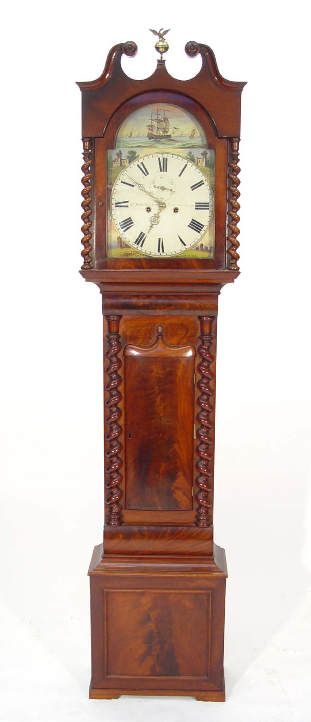 Appraisal: th Century eight day mahogany longcase clock with broken swan