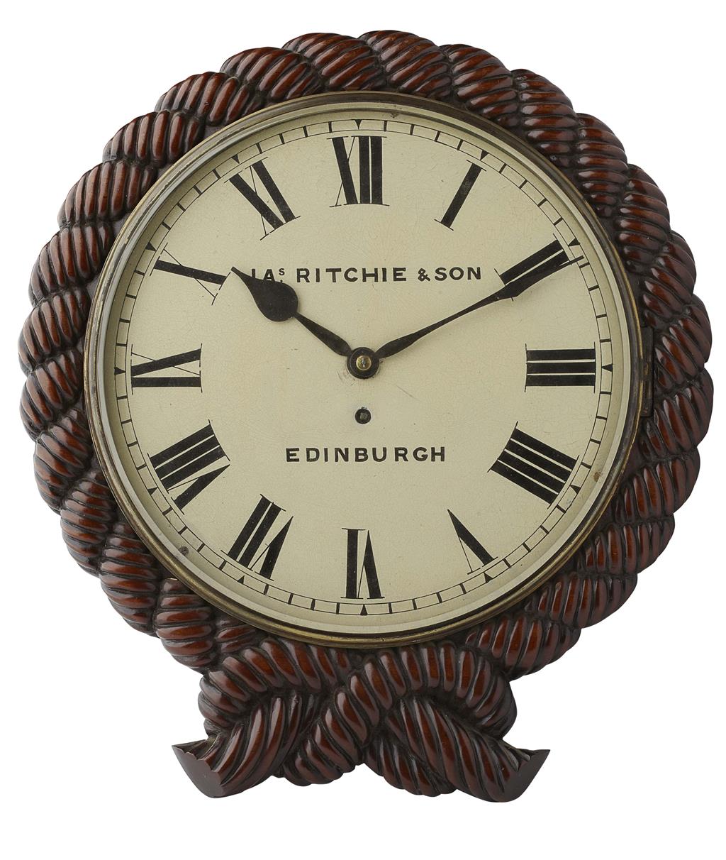 Appraisal: A MAHOGANY FRAMED WALL CLOCK BY JAMES RITCHIE SONS EDINBURGH