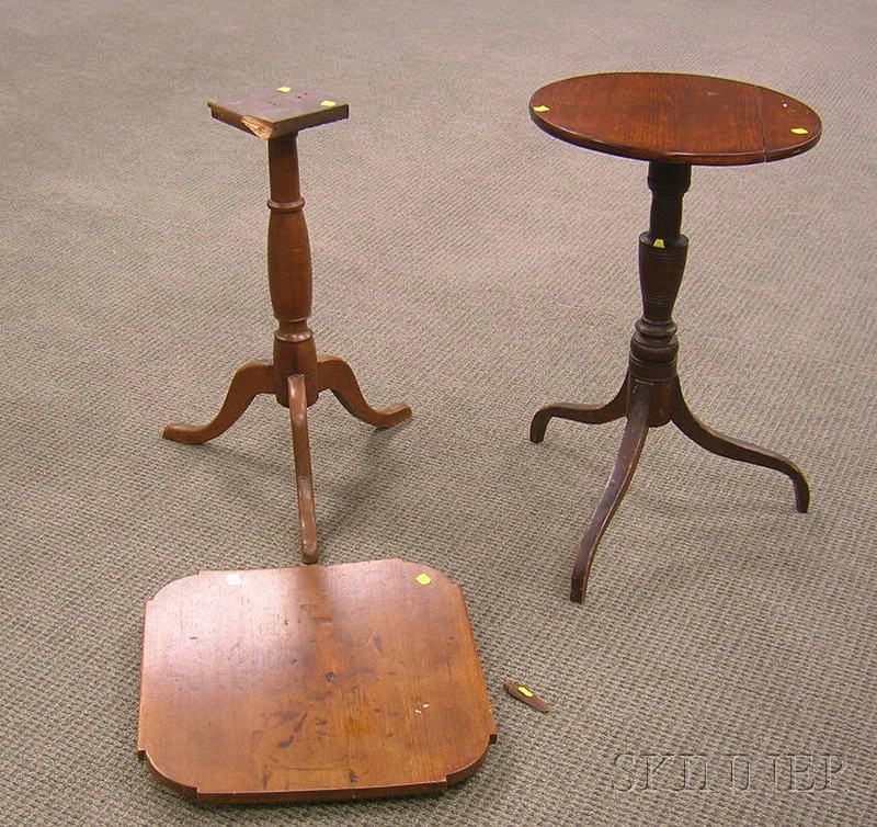 Appraisal: Two Federal Cherry Candlestands one with mahogany tilt-top and one