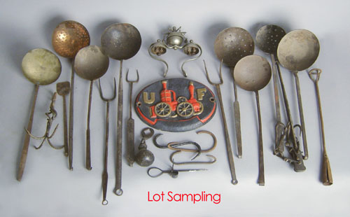 Appraisal: Group of early wrought iron to include ladles spatulas flesh