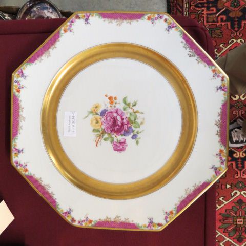 Appraisal: Rosenthal Porcelain Serving Tray floral bouquet garland gold trim octoganal