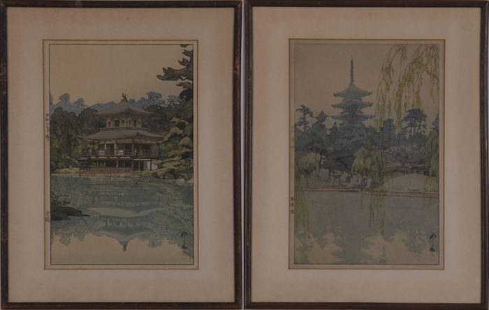 Appraisal: HIROSHI YOSHIDA GARDEN VIEWS Two woodblock prints the one with