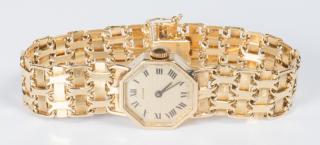 Appraisal: K Otto Grun Wristwatch K yellow gold woven link bracelet