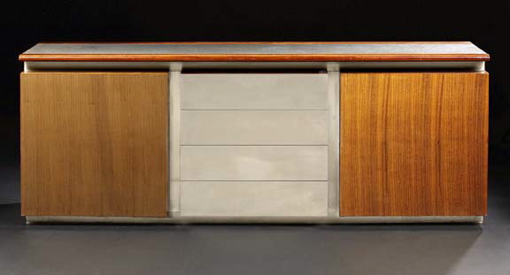 Appraisal: Danish Modern Rosewood and Brushed Steel Credenza mid- th century