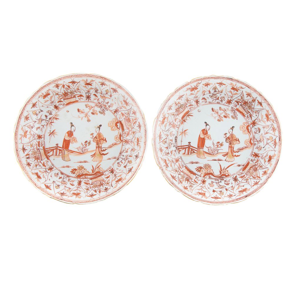 Appraisal: Pair of Chinese Export Rouge de Fer Plates Kang Xi