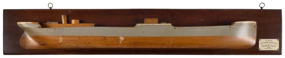 Appraisal: MOUNTED HALF HULL MODEL OF A STEAM SHIP First Half