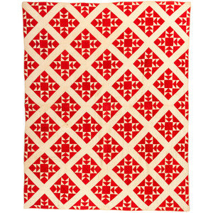 Appraisal: A Red and White Diamond Cross Quilt American Circa x