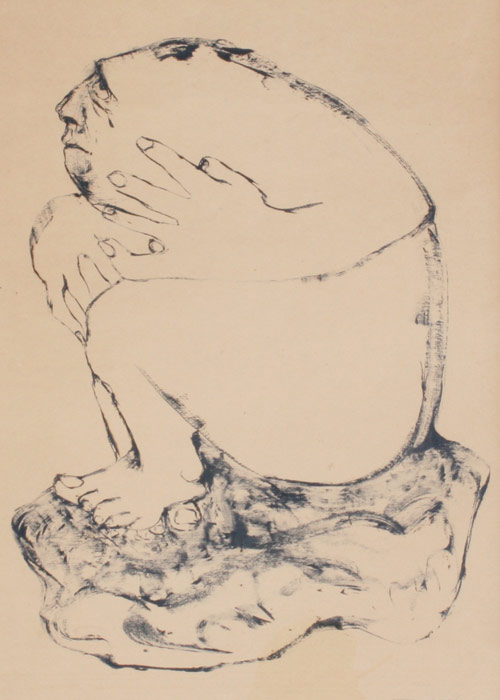 Appraisal: POVEDA Carlos Costa Rican - Figure Seated Enamel on Paper