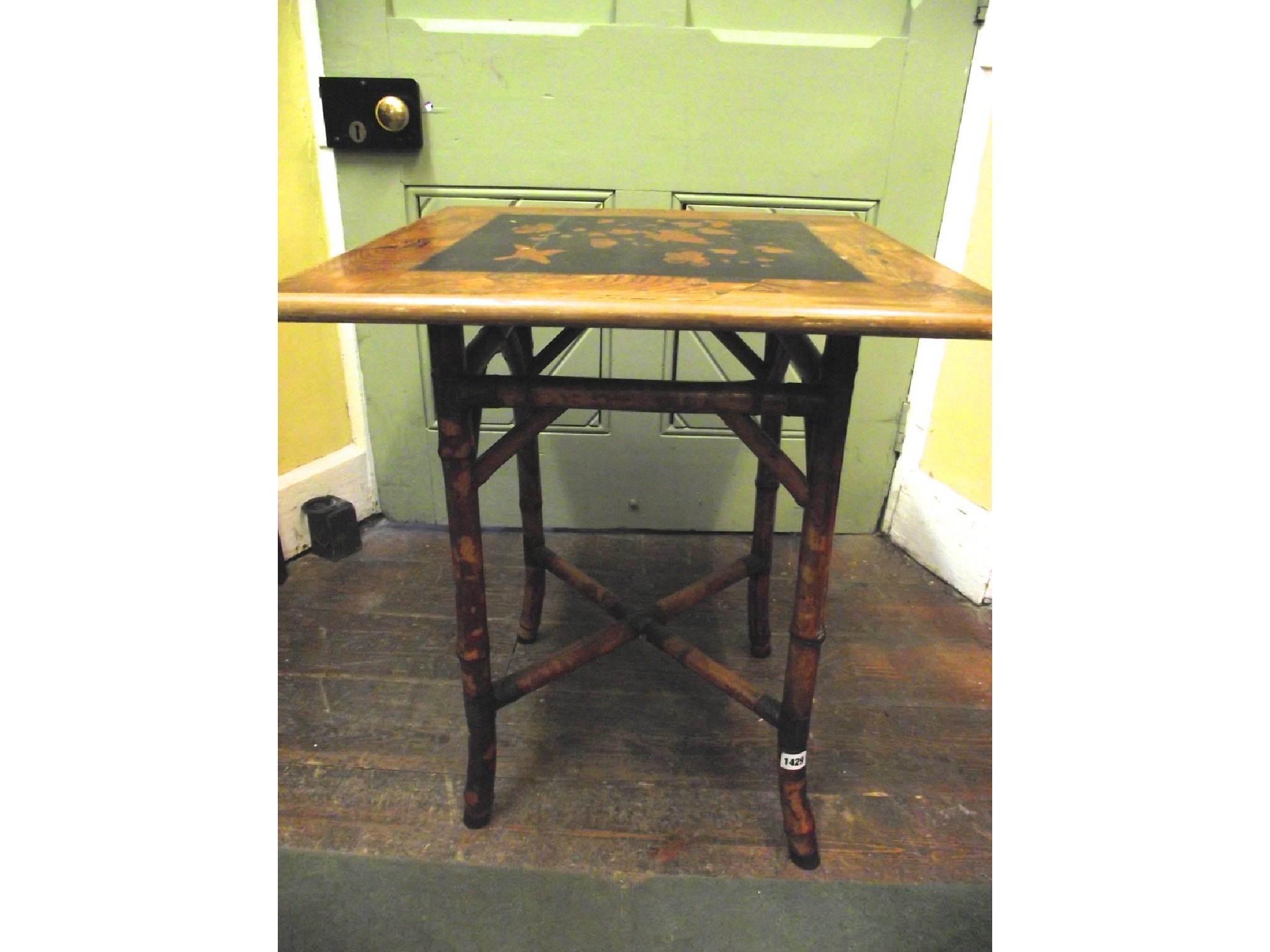 Appraisal: A th century bamboo occasional table of square cut form