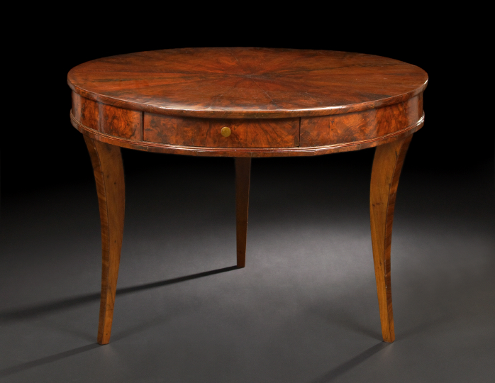 Appraisal: Continental Neoclassical Burl Walnut Center Table second quarter th century