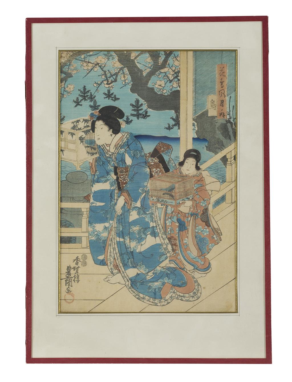 Appraisal: SIX UKIYO-E WOODBLOCK PRINTS AFTER UTAGAWA KUNISADA - AND UTAGAWA