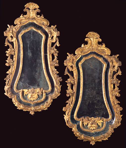 Appraisal: A pair of Italian Neoclassical giltwood mirrors last quarter th