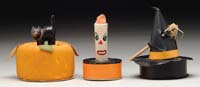 Appraisal: LOT OF THREE EARLY HALLOWEEN CANDY CONTAINERS Consists of candle