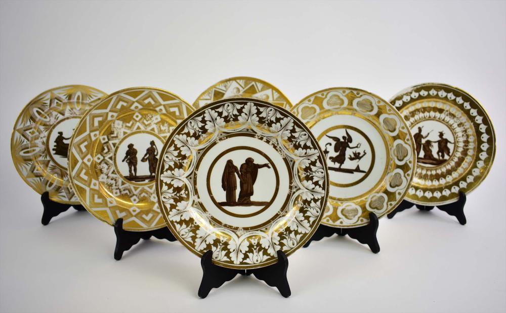 Appraisal: SIX CONTINENTAL GILT DECORATED PORCELAIN PLATESProbably Paris Porcelain First Half