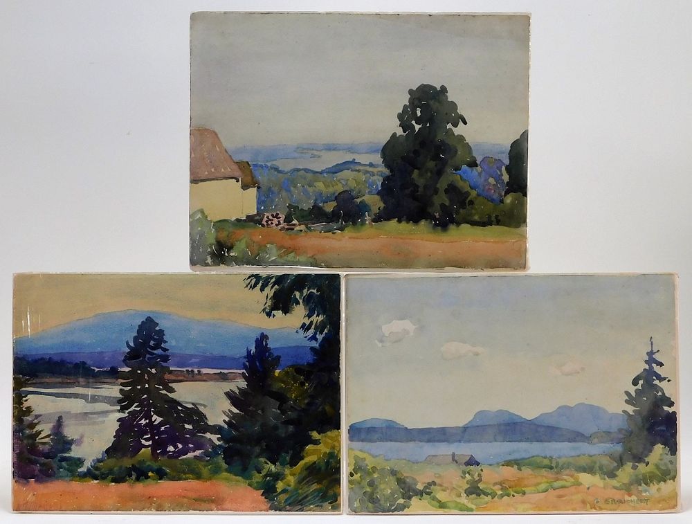 Appraisal: Charles Henry Richert Landscape WC Paintings Maine Massachusetts - Includes