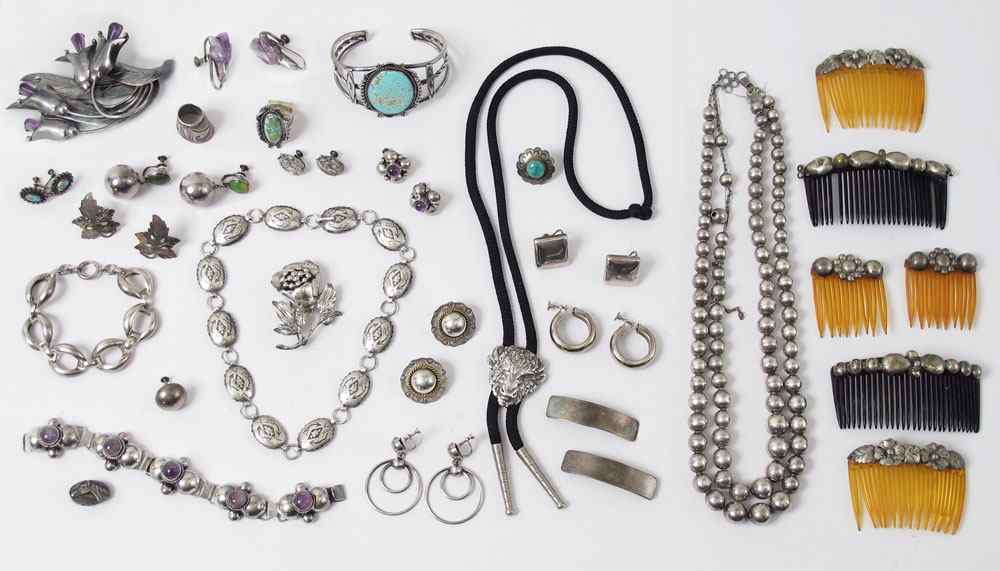 Appraisal: LOT OF ESTATE SILVER JEWELRY To include Mexican Sterling set