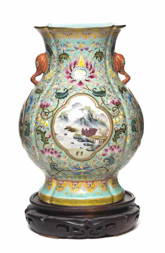 Appraisal: A Hu Form Porcelain Vase having famille rose decoration throughout