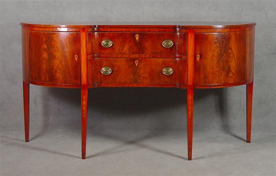 Appraisal: Baltimore Inlaid Sideboard Circa Burl walnut with line inlay Having