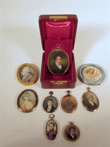 Appraisal: Collection of eight portrait miniaturesComprising six depicting th century gentleman