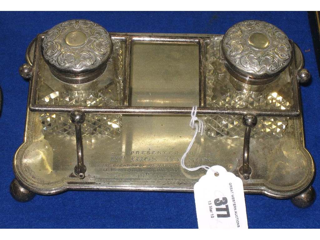 Appraisal: Edwardian EP inkstand