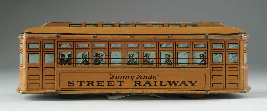 Appraisal: SUNNY ANDY TROLLEY BY WOLVERINE Finely lithographed pressed steel street