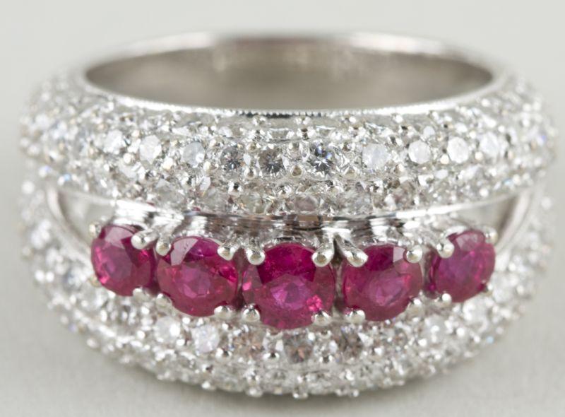 Appraisal: KT White Gold Ruby Diamond Ring rubies ct enhanced by