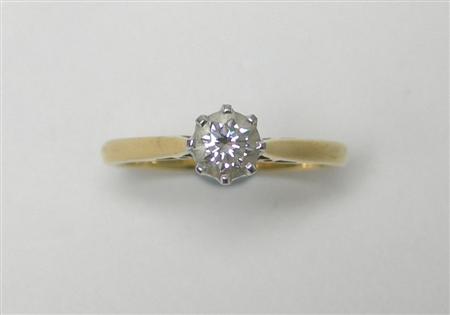 Appraisal: An ct gold mounted diamond single-stone ring claw set with